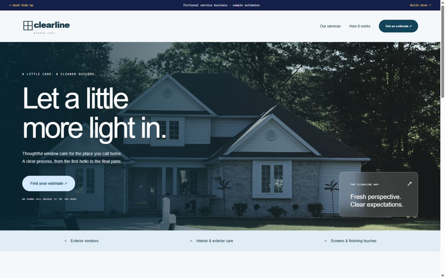 Clearline window-care concept with a service estimate tool
