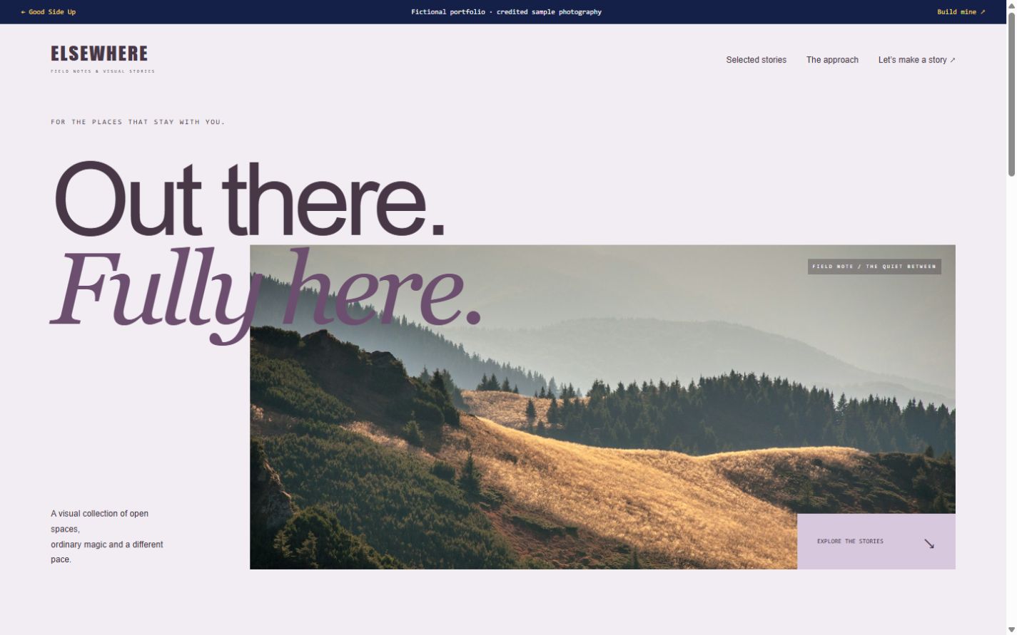 Elsewhere photography portfolio concept with image collections